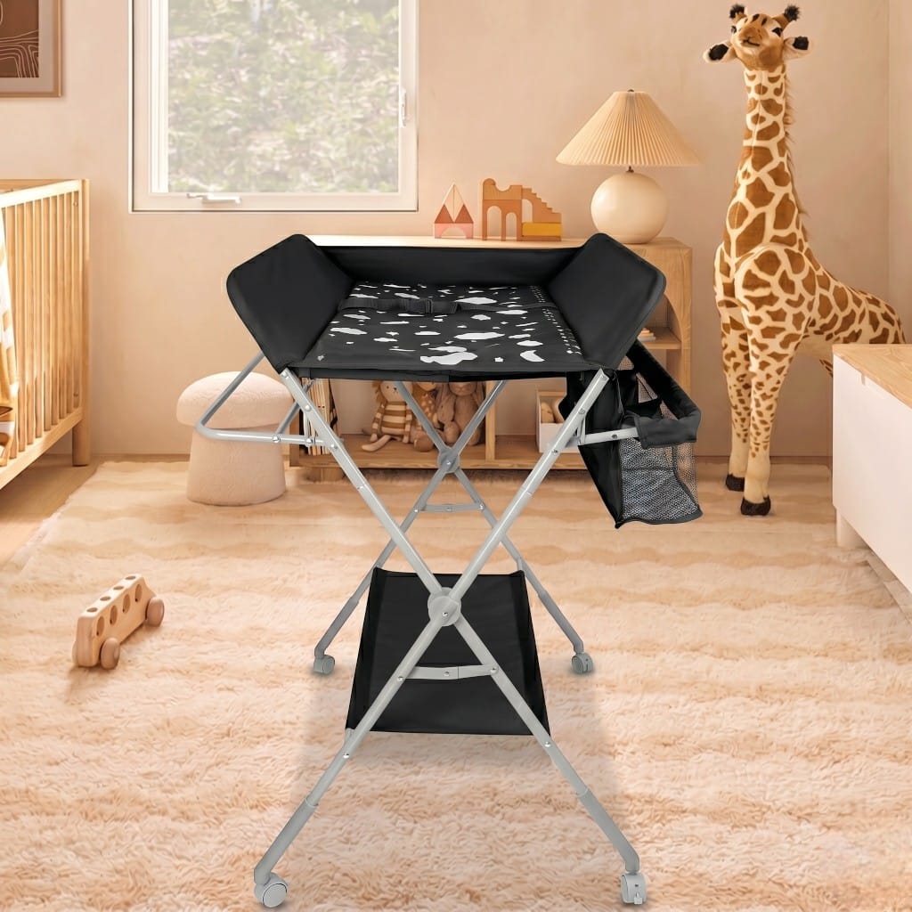 Table à Langer Pliable | Nuage de Soins Noir | Mumoria