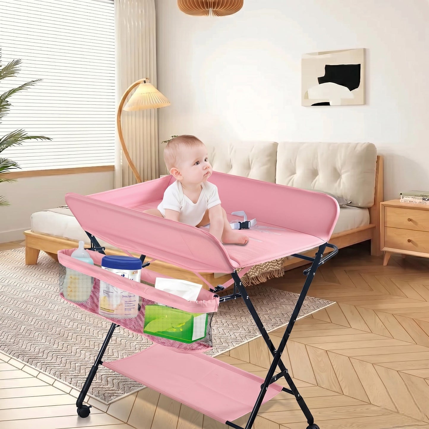 Table à Langer Pliable | Pliable Pro Rose | Mumoria