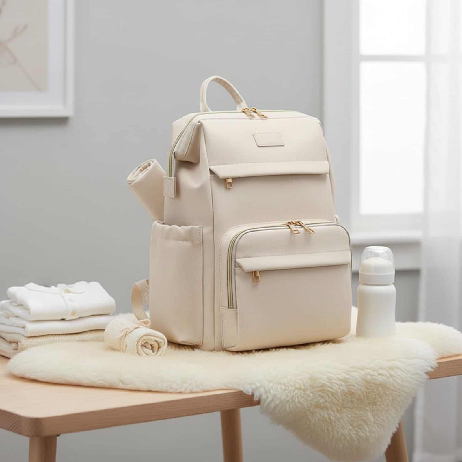Sac à Langer Beige | Élyra | Mumoria