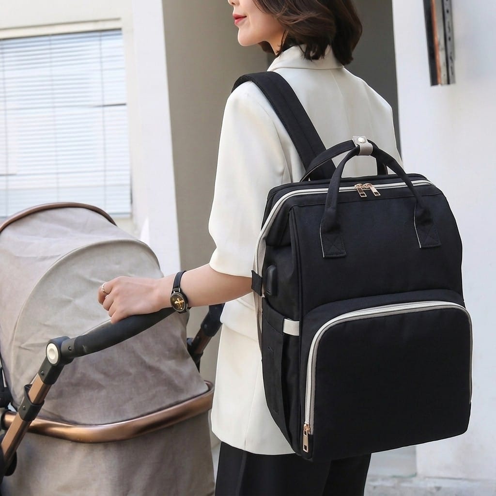 Sac à langer noir | Delina | Mumoria
